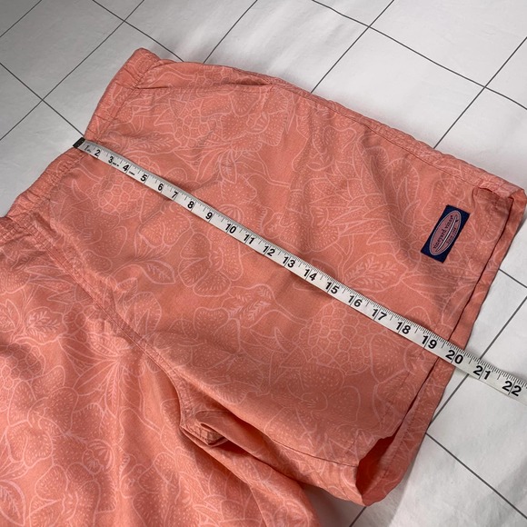 Vineyard Vines Shorts Mens XL Coral Orange Tropical Swim Trunks Lined Beach Pool - Picture 10 of 11
